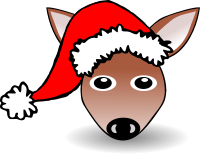 Funny Fawn Face Brown Cartoon with Santa Claus hat