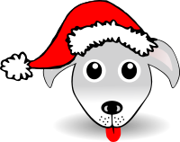 Funny Dog Face Grey Cartoon with Santa Claus hat