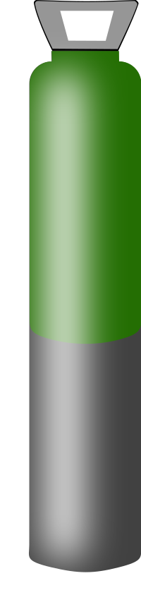 Gas cylinder grey and dark green, high pressure for Argon