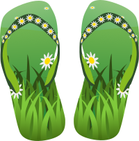 Thong green with grass and flowers