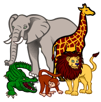 african animals - coloured