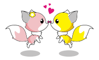 Cartoon Foxes Romantic Couple
