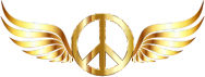 Gold Peace Sign Wings No Background