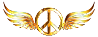 Gold Peace Sign Wings Enhanced No Background