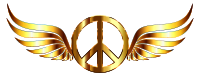Gold Peace Sign Wings Enhanced Contrast No Background