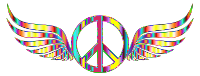 Gold Peace Sign Wings Psychedelic No Background