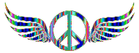 Gold Peace Sign Wings Psychedelic 2 No Background