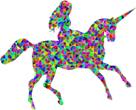 Low Poly Prismatic Woman Riding Unicorn