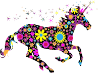 Floral Magical Unicorn Silhouette