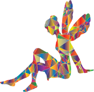 Low Poly Prismatic Psychedelic Female Fairy Relaxing