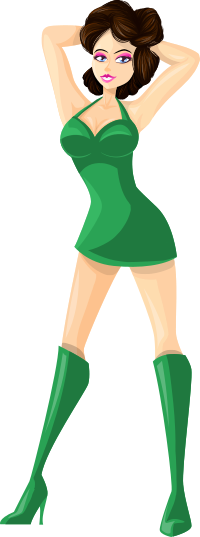 Young lady 2 (brown hair, light skin, plain dress #4)