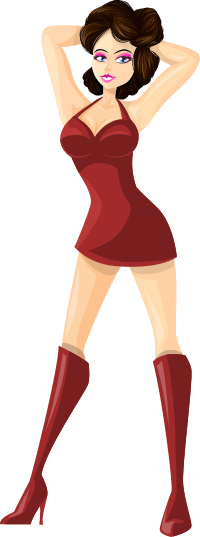 Young lady 2 (brown hair, light skin, plain dress #5)
