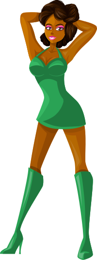 Young lady 2 (brown hair, dark skin, plain dress #4)