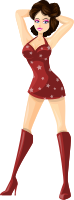Young lady 2 (brown hair, light skin, starry dress #5)