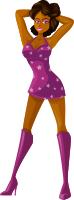 Young lady 2 (brown hair, dark skin, starry dress #2)