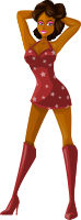 Young lady 2 (brown hair, dark skin, starry dress #5)