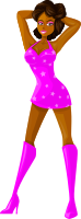 Young lady 2 (brown hair, dark skin, starry dress #6)