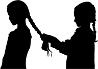 Girl Braiding Hair Silhouette