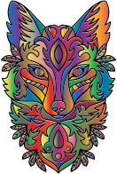 Prismatic Ornamental Fox Line Art