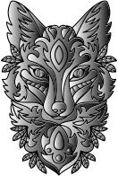 Duochromatic Ornamental Fox Line Art