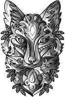 Duochromatic Ornamental Fox Line Art Enhanced