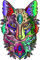 Chromatic Ornamental Fox Line Art