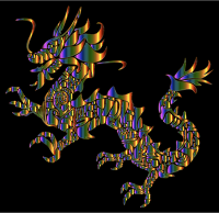 Chromatic Tribal Asian Dragon Silhouette