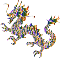 Chromatic Tribal Asian Dragon Silhouette No Background