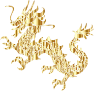 Gold Tribal Asian Dragon Silhouette No Background