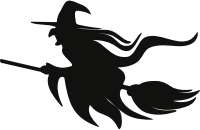 Witch on Broomstick Silhouette
