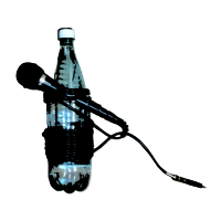 Microphone on tripod from plastic bottle