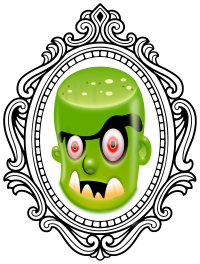 Monster Head in Cameo With Decorative Border