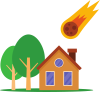 Meteorite hitting house