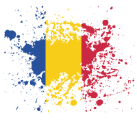 Romanian flag ink splatter