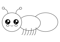 Cute Ant Clip Art - Line Art Version