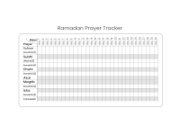 Ramadan prayer tracker sheet for print A4