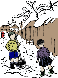 Snowy Scene in Japan - Colour Remix