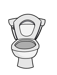 Clean toilet with seat up