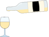 pouring glass of white wine from bottle 
