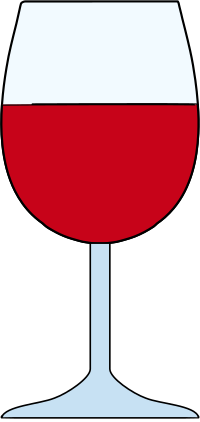 glass of red wine half full with reflection 