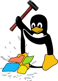 Tux destroying windows