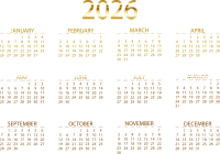 2026 Calendar Gold No BG