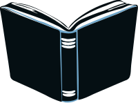 blue book opened pages cream