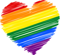 LGBTQ+ rainbow heart doodle drawing