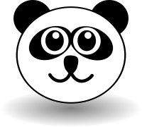 Funny panda face black and white