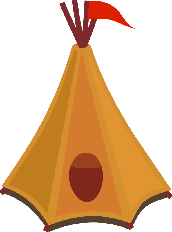 Cartoon tipi / tent with red flag