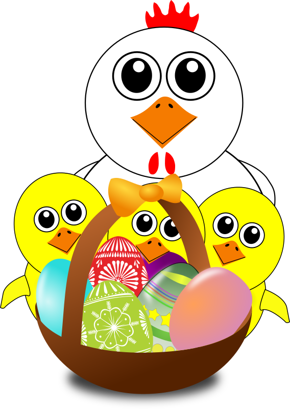 Funny Chicken and Chicks Cartoon Easter