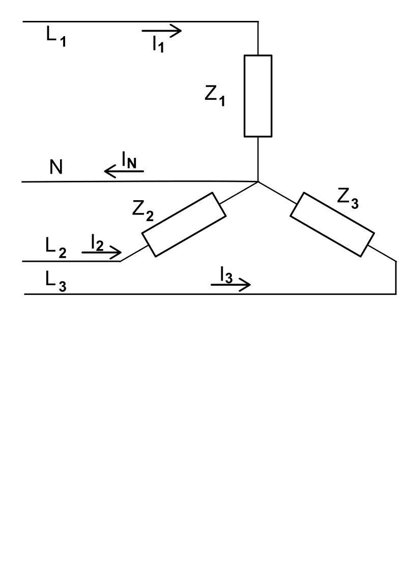 A Three-phase electric power load connected in Y formation