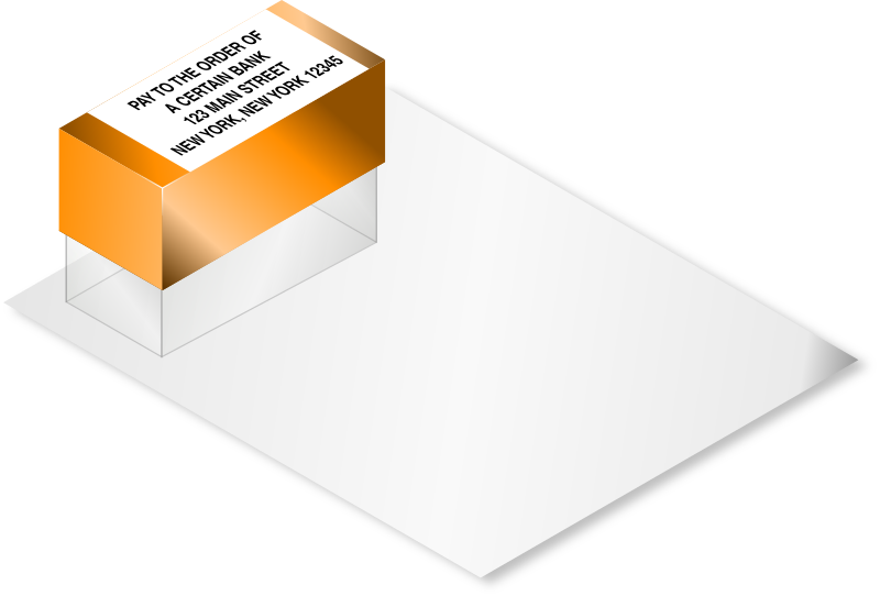 A stamp placed on paper