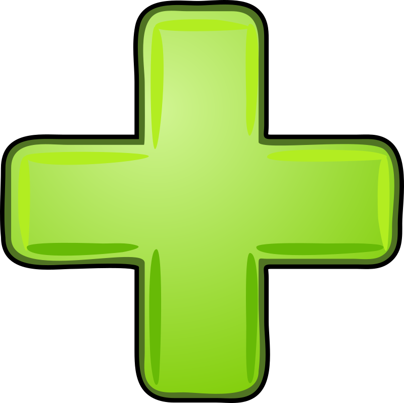 Green plus with black border